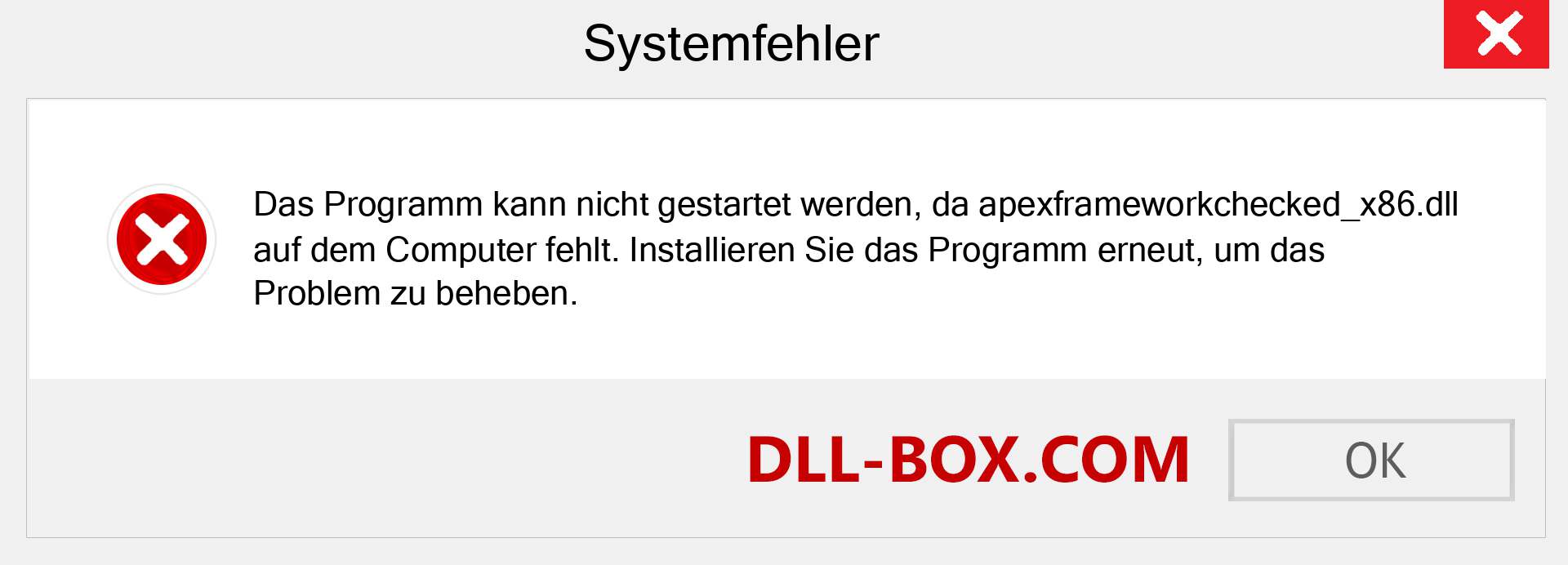 apexframeworkchecked_x86.dll-Datei fehlt?. Download für Windows 7, 8, 10 - Fix apexframeworkchecked_x86 dll Missing Error unter Windows, Fotos, Bildern