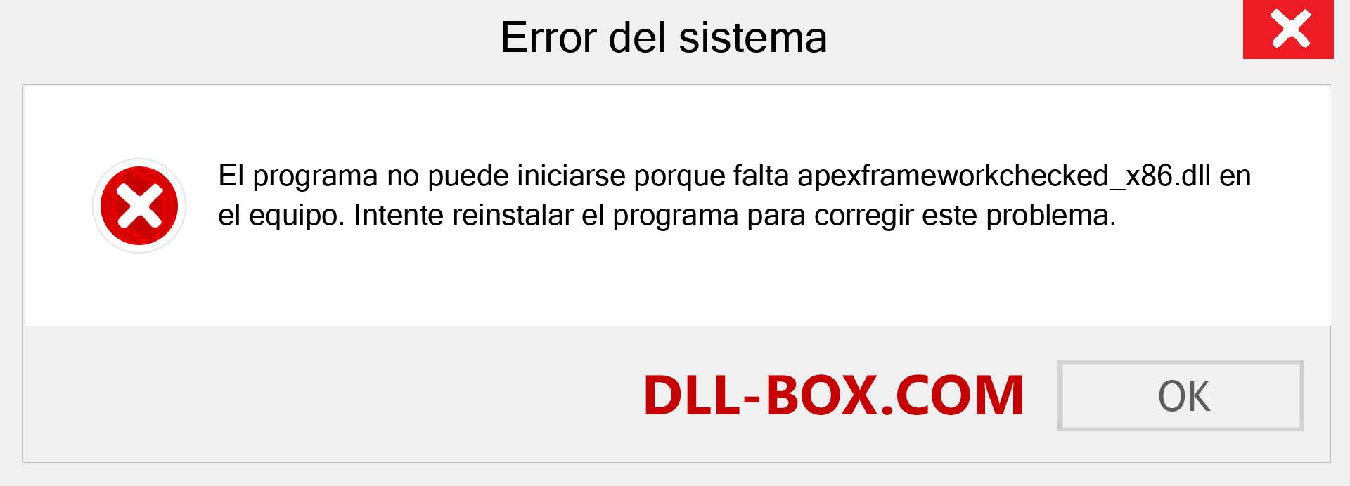 ¿Falta el archivo apexframeworkchecked_x86.dll ?. Descargar para Windows 7, 8, 10 - Corregir apexframeworkchecked_x86 dll Missing Error en Windows, fotos, imágenes